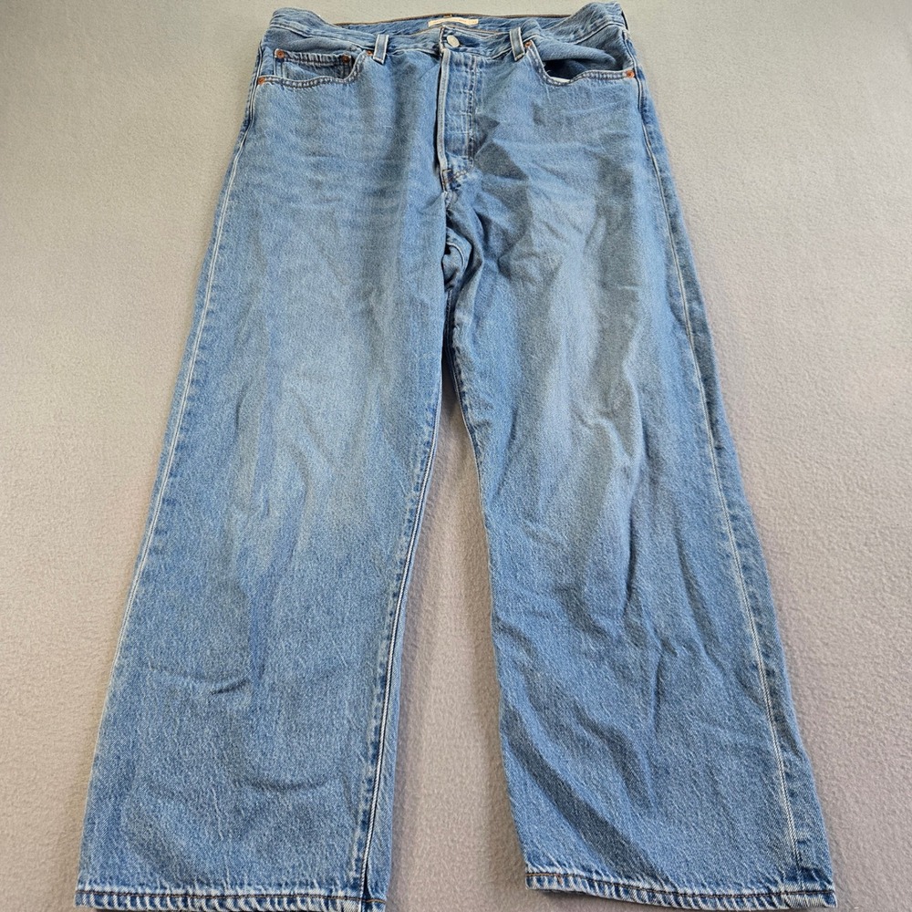 Levi's Ribcage Straight Ankle Jeans Womens 33 Blue Medium Wash High Rise Denim